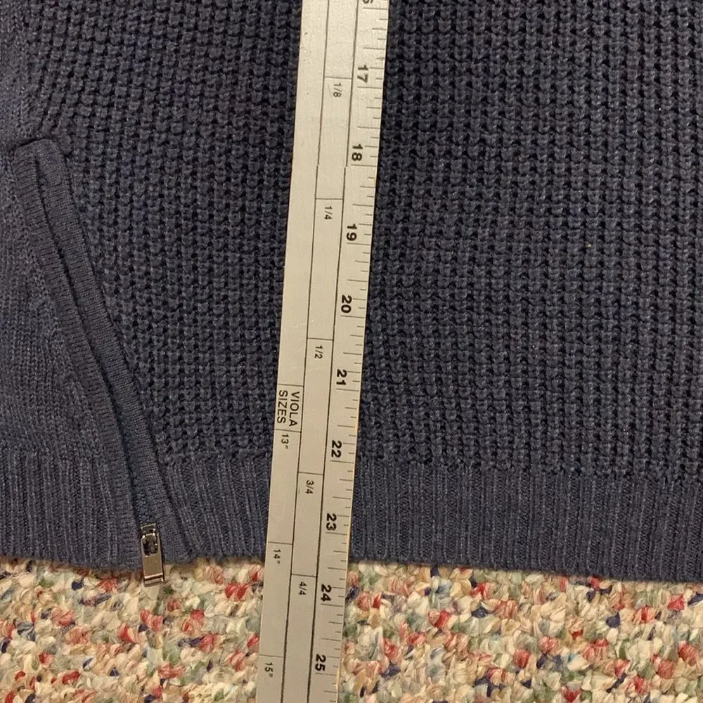 Athleta Women's Navy Blue Waffle Knit Side Zip Crewneck Sweater Size M